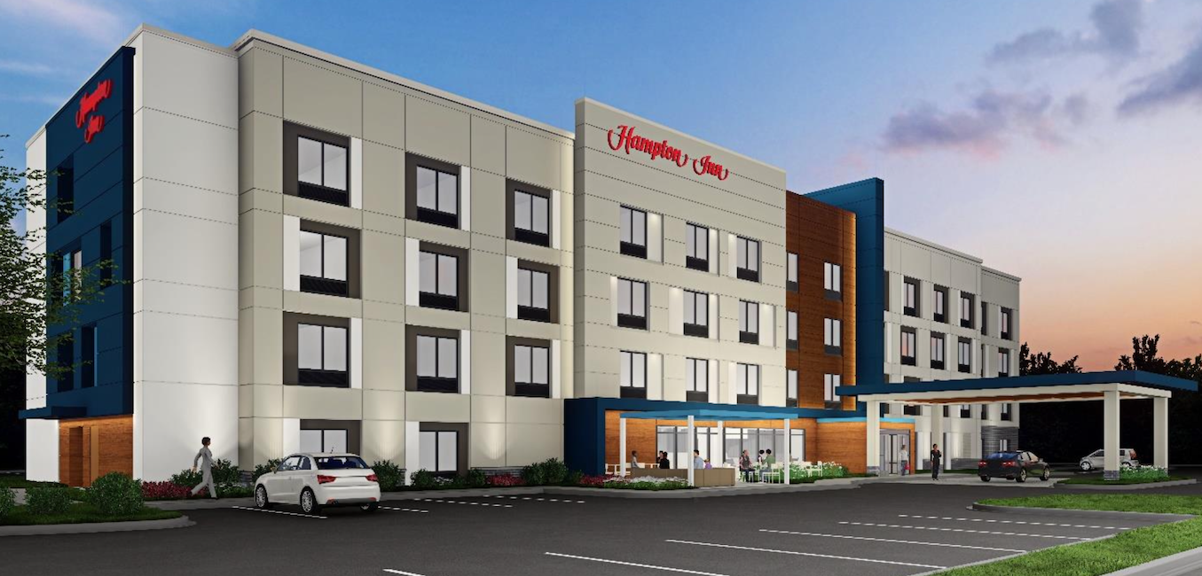 A rendering of the future Hampton Inn & Suites at the corner of State Route 163 and State Route 53.