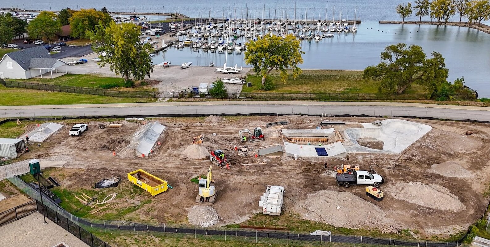 An aerial view of the progress of the Sandusky Wheel Park as of Sept. 25.