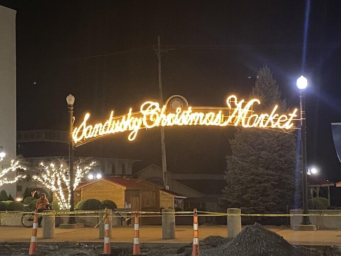 The Ackerman family and J. Bistro made this illuminated Sandusky Christmas Market sign possible.