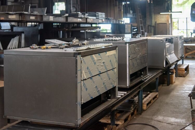 The line where Peerless ovens are assembled in the Harrison Street building