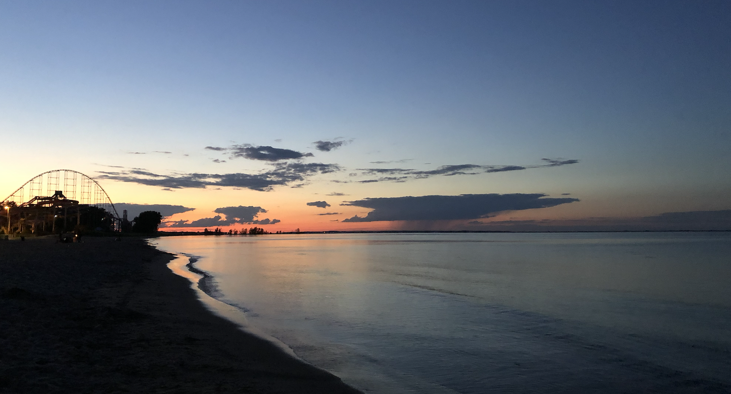 A view of Cedar Point from Cedar Point Beach