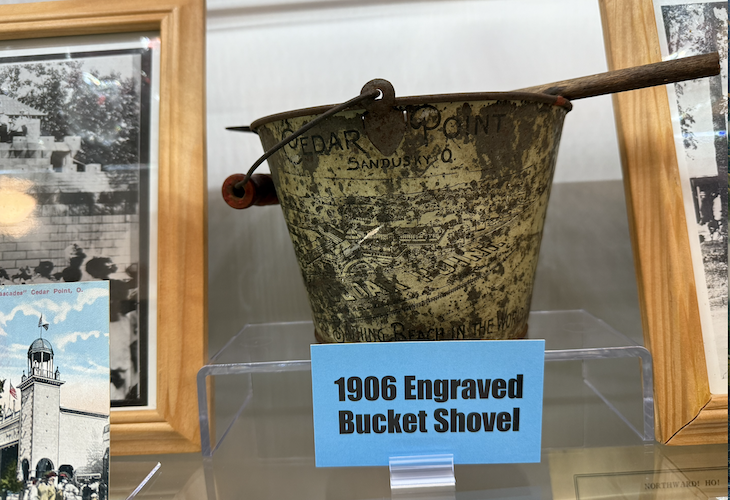 A sand pail and a shovel that was sold at the Hotel Breakers for use at the beach