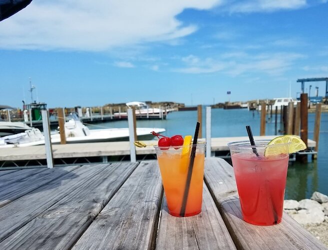 Patrons can enjoy a beverage and a view of Lake Erie at Hidden Beach Bar.