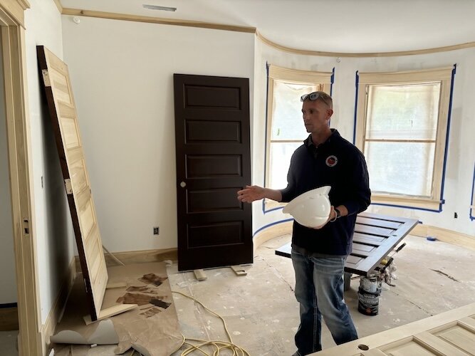 Ted Welsh, Capital Improvement Administrator for ODNR, Division of Parks and Watercraft, shows some of the work that is progressing well in the interior of the museum. 