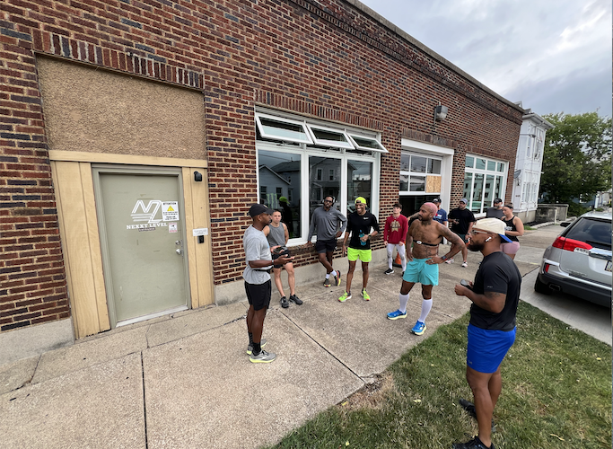 Johnson explains the route to a group before the Aug. 6 group run.